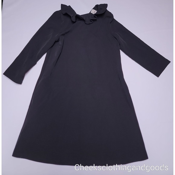 Tuckernuck Black Daphne Dress Ruffle Bow Tie Back Detail Pockets size MEDIUM - Picture 2 of 11